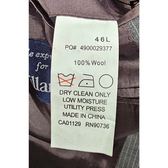 Ralph Lauren Dillard's Blue Label 100% Wool Gray Striped Blazer Jacket MENS 46L - Picture 13 of 13